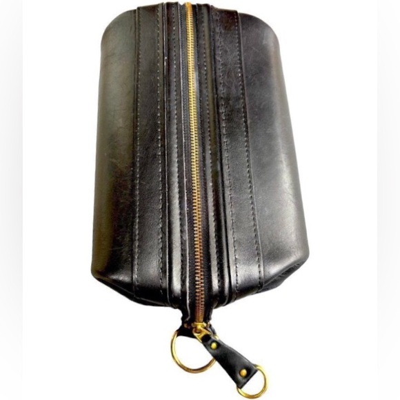 BOSCA Old Leather Black Leather Men’s UTILI-KIT Travel Kit Shaving Kit - Picture 1 of 10